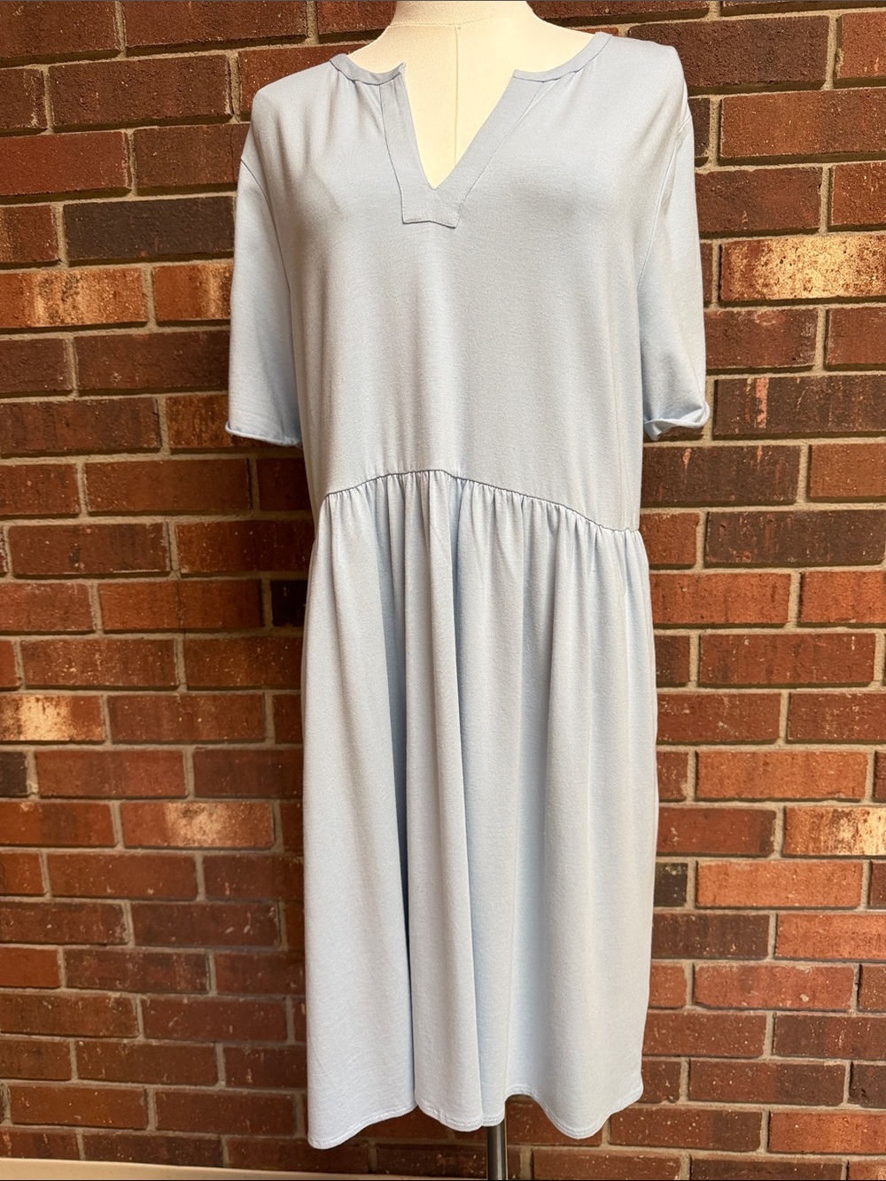 Able Light Blue V-Neck Casual Dress Size Small